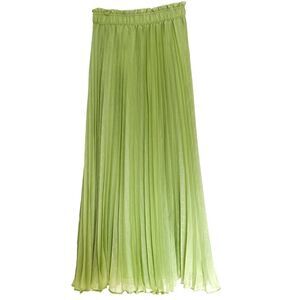 H&M Pastel Green Pleated Maxi Skirt Elastic Waist Flowy A-Line Size XS